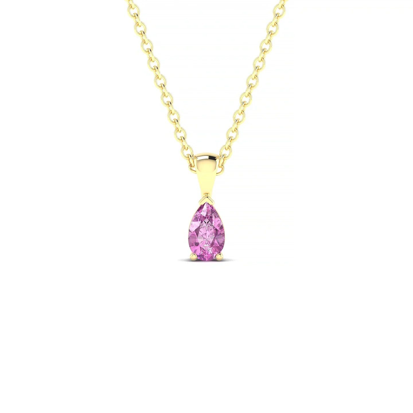 Reverse | 18k Yellow Gold 5 x 3 mm Pear Pink Sapphire Pendant