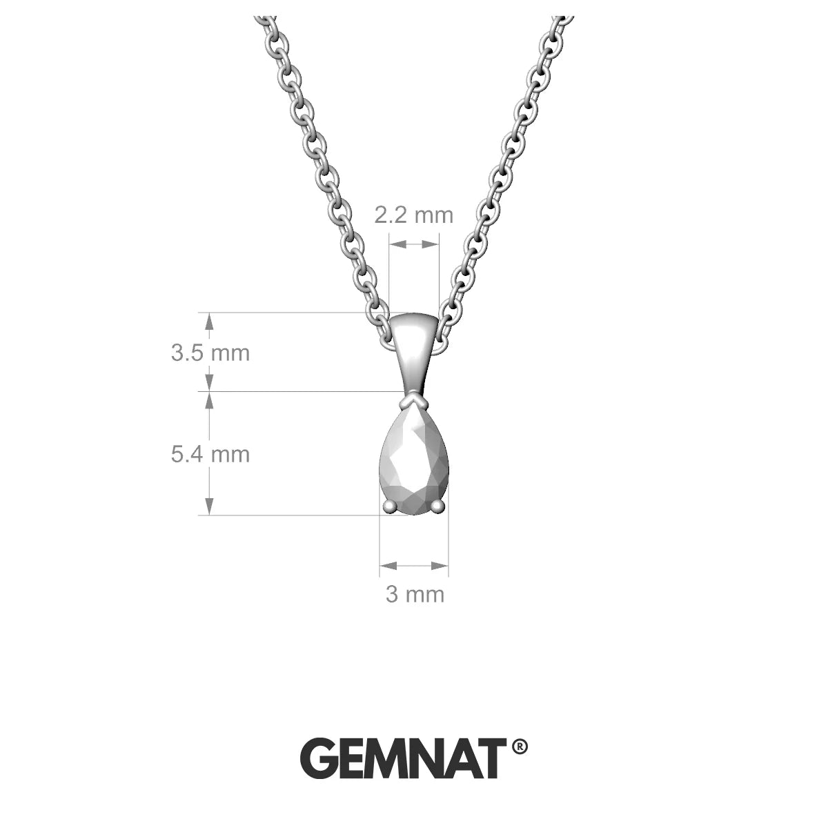 Reverse | 18k White Gold 5 x 3 mm Pear Black Diamond Pendant