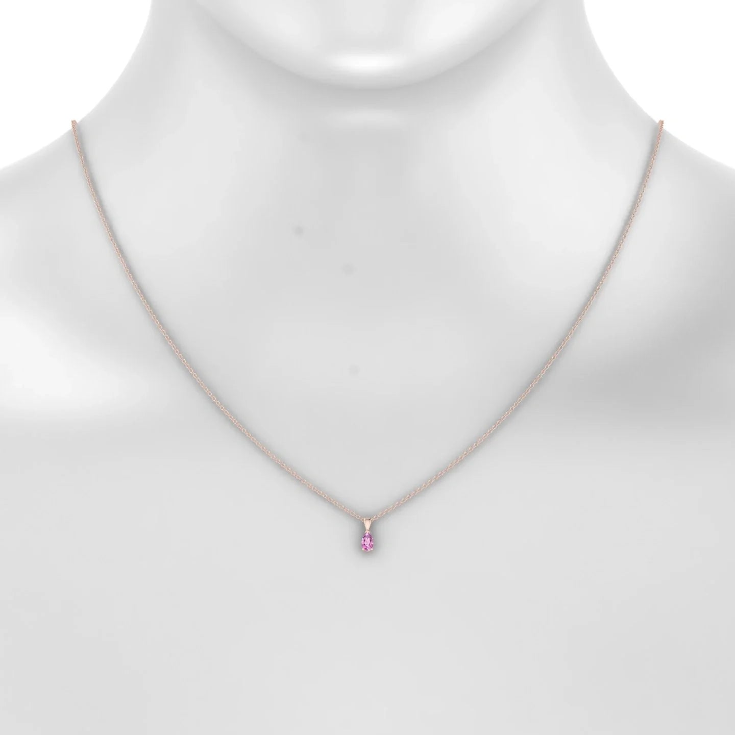 Reverse | 18k Rose Gold 5 x 3 mm Pear Pink Sapphire Pendant