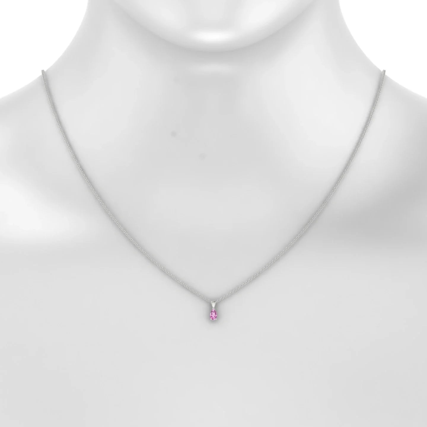 Reverse | 18k White Gold 5 x 3 mm Pear Pink Sapphire Pendant