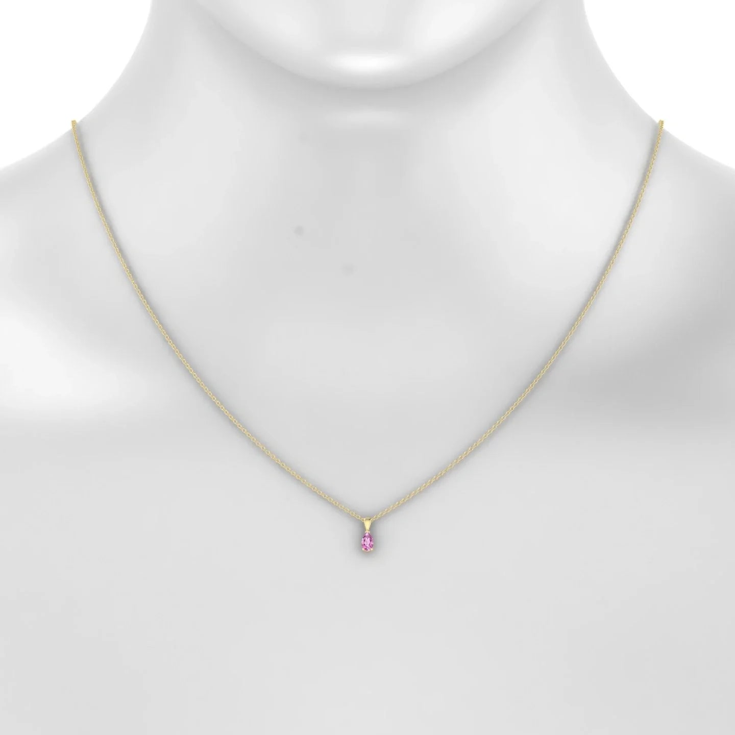 Reverse | 18k Yellow Gold 5 x 3 mm Pear Pink Sapphire Pendant