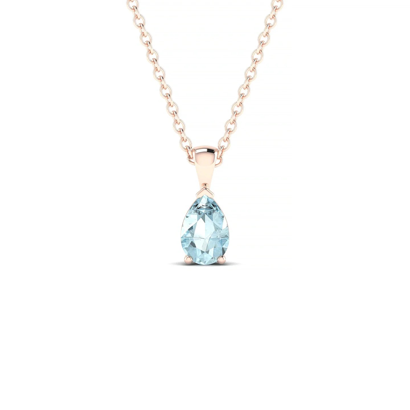 Reverse | 18k Rose Gold 6 x 4 mm Pear Aquamarine Pendant