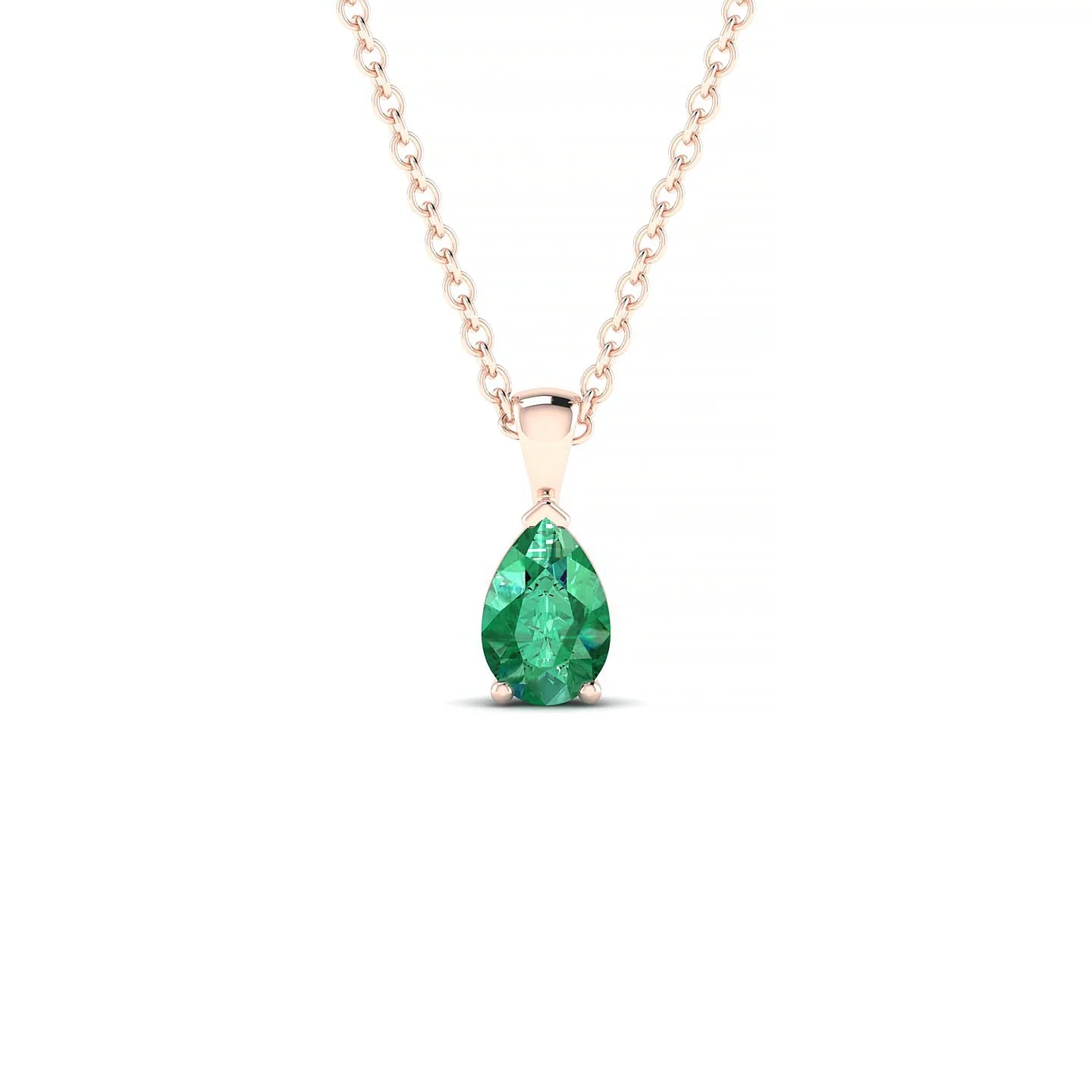 Reverse | 18k Rose Gold 6 x 4 mm Pear Emerald Pendant