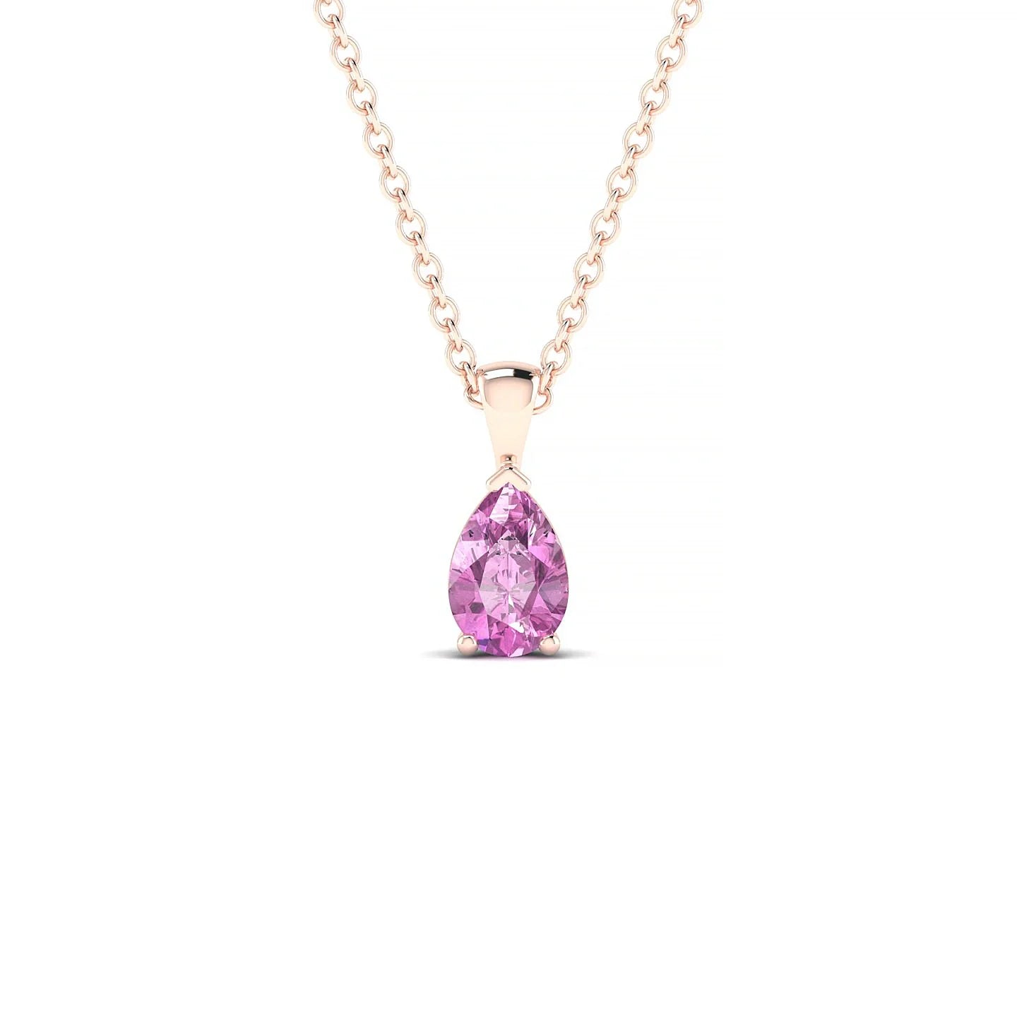 Reverse | 18k Rose Gold 6 x 4 mm Pear Pink Sapphire Pendant