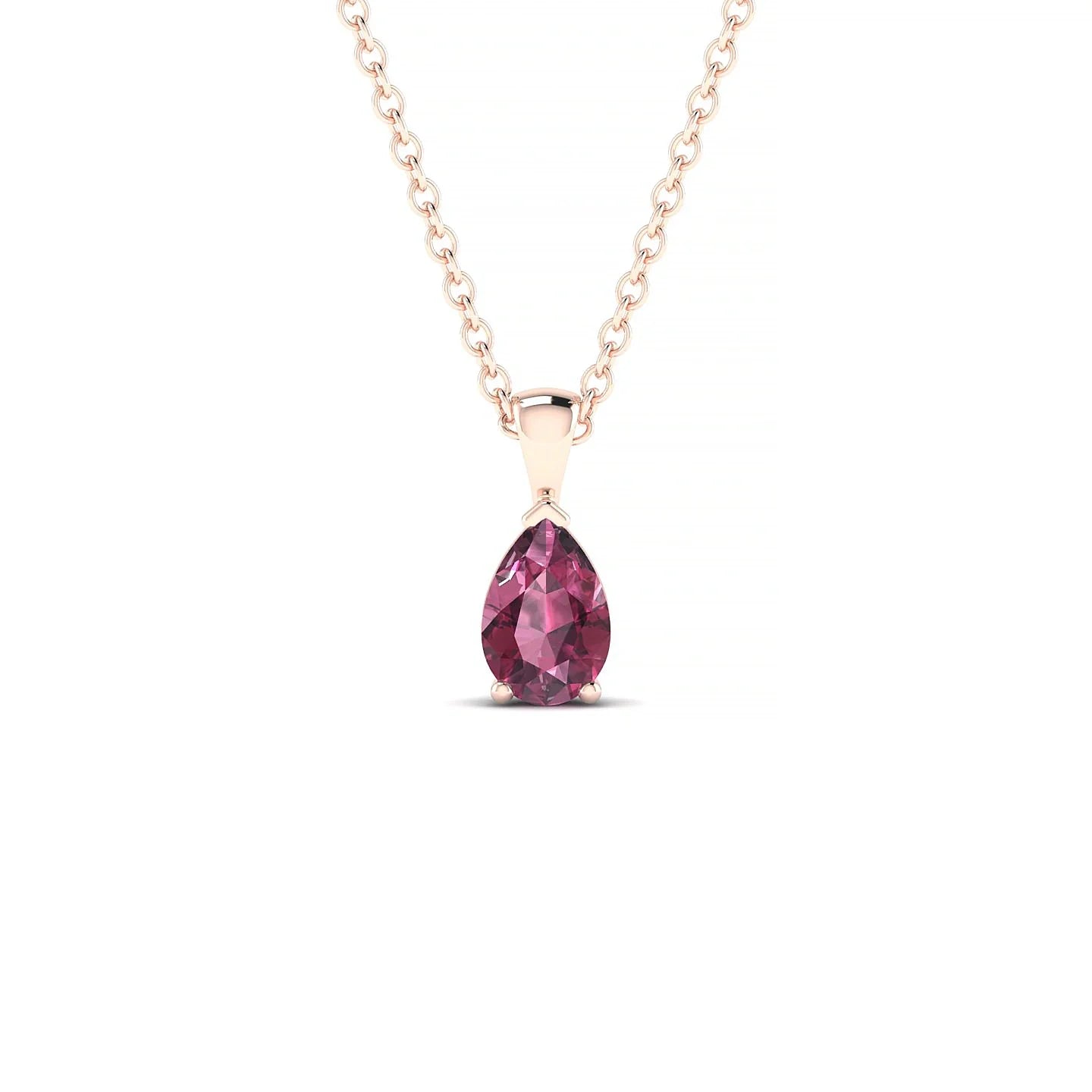 Reverse | 18k Rose Gold 6 x 4 mm Pear Rhodolite Pendant