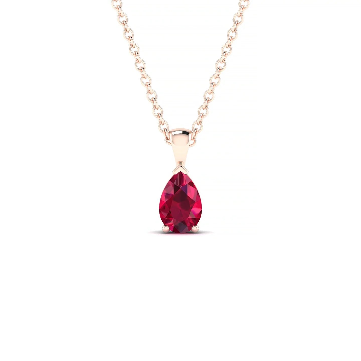 Reverse | 18k Rose Gold 6 x 4 mm Pear Ruby Pendant