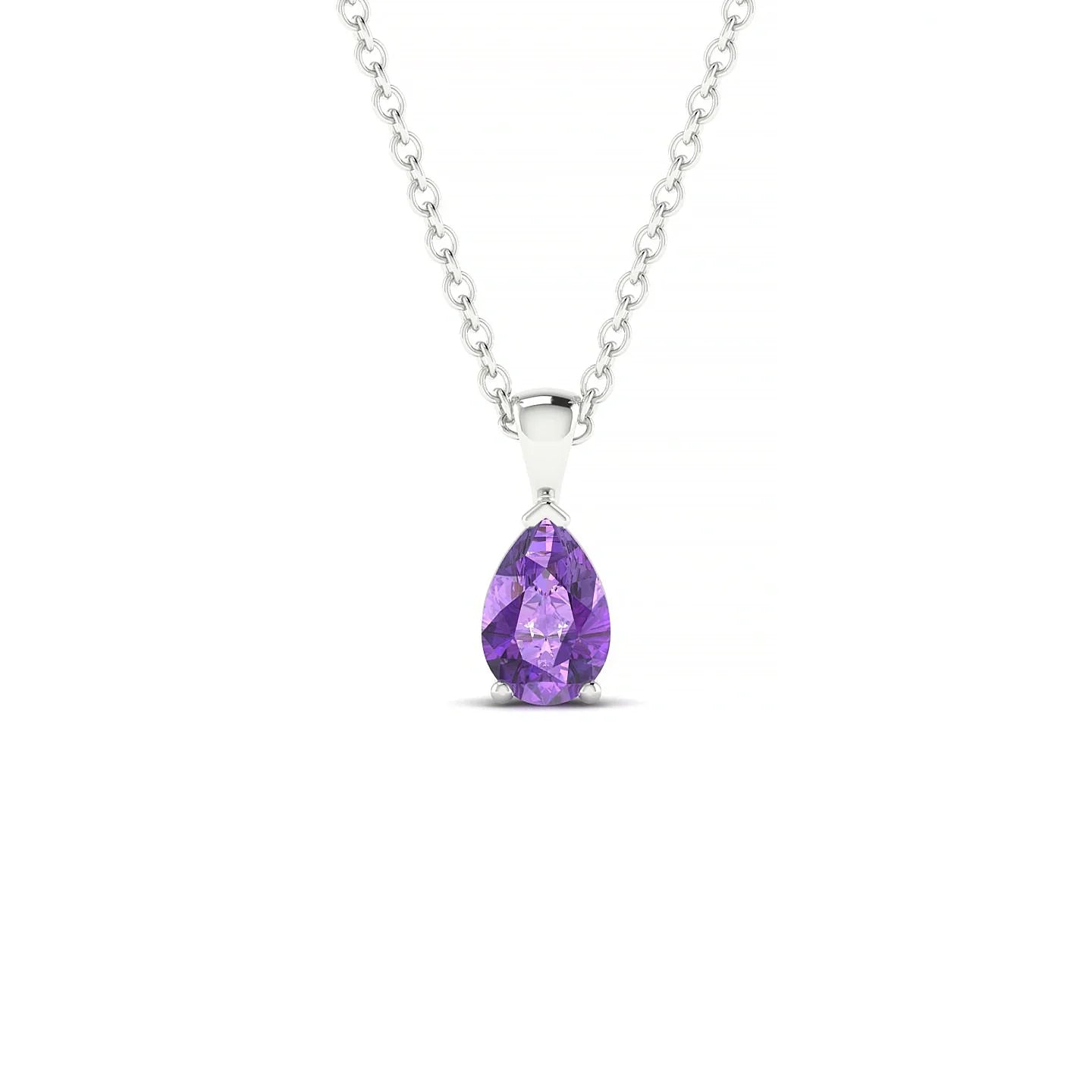 Reverse | 18k White Gold 6 x 4 mm Pear Amethyst Pendant