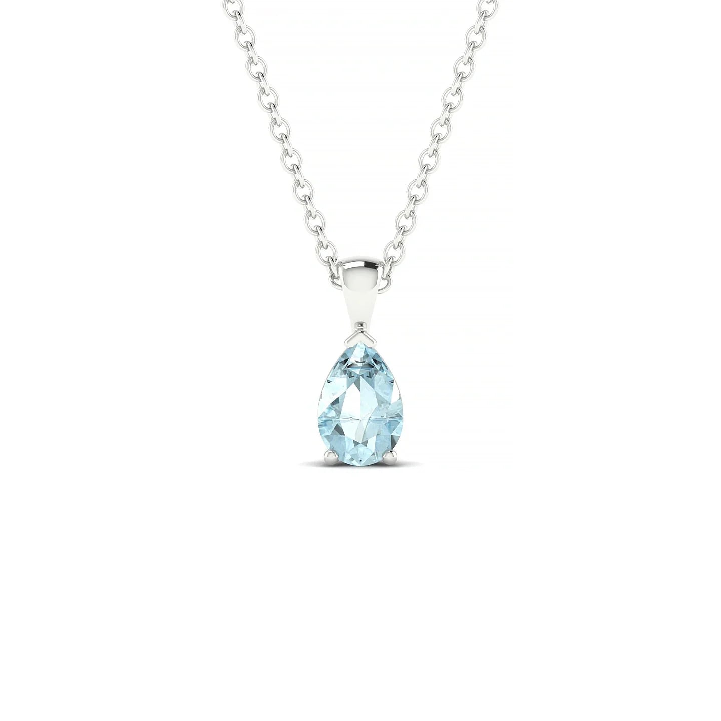 Reverse | 18k White Gold 6 x 4 mm Pear Aquamarine Pendant