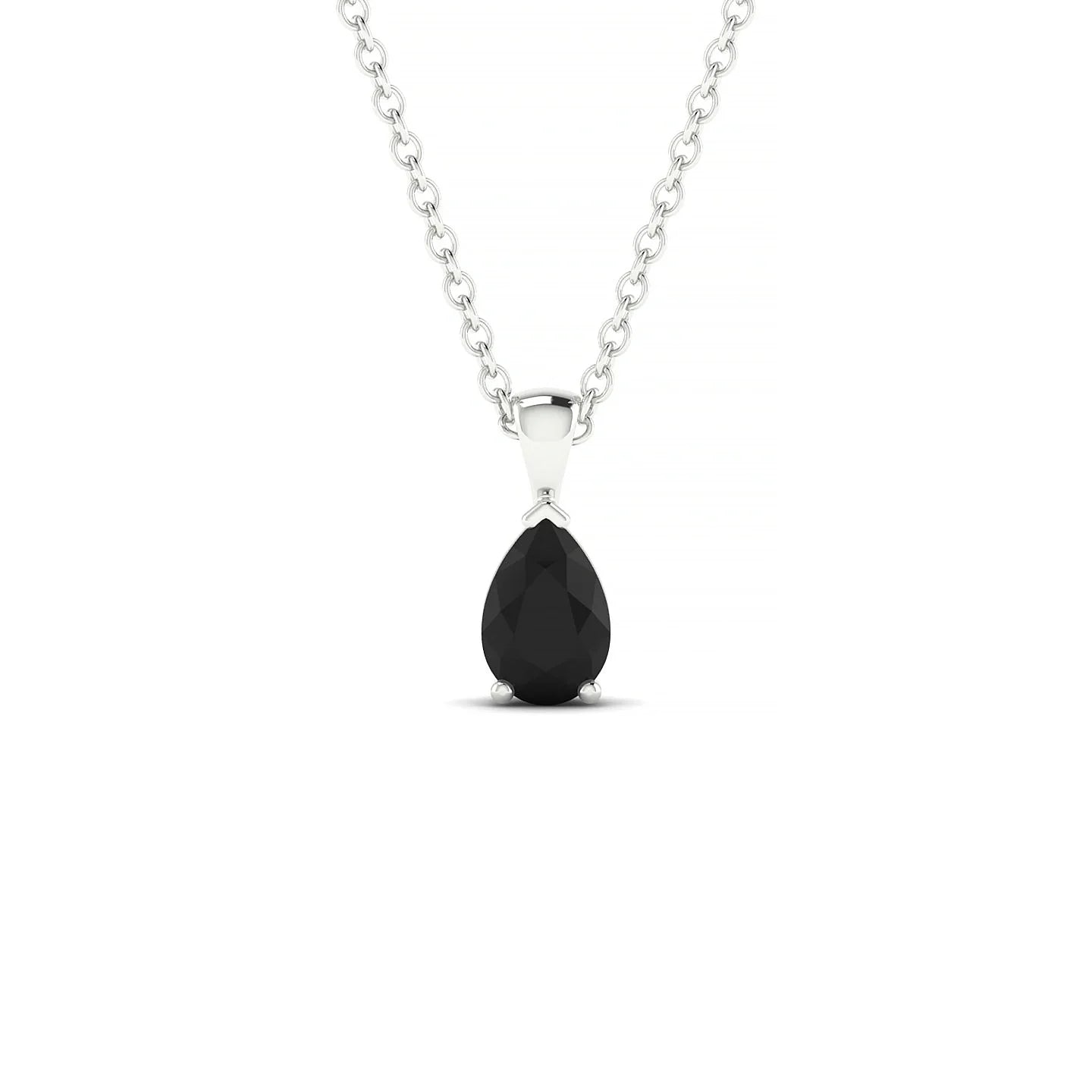 Reverse | 18k White Gold 6 x 4 mm Pear Black Diamond Pendant