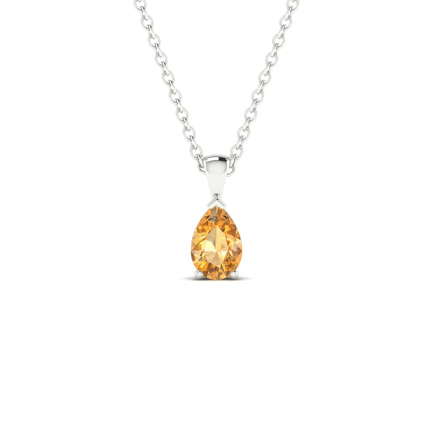 Reverse | 18k White Gold 6 x 4 mm Pear Citrine Pendant
