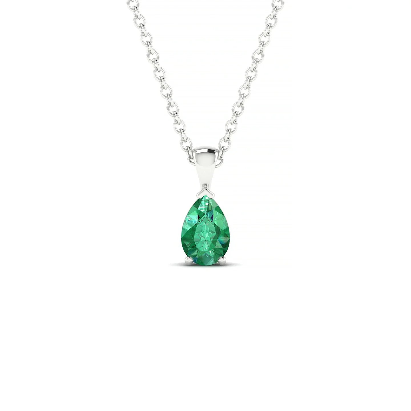 Reverse | 18k White Gold 6 x 4 mm Pear Emerald Pendant
