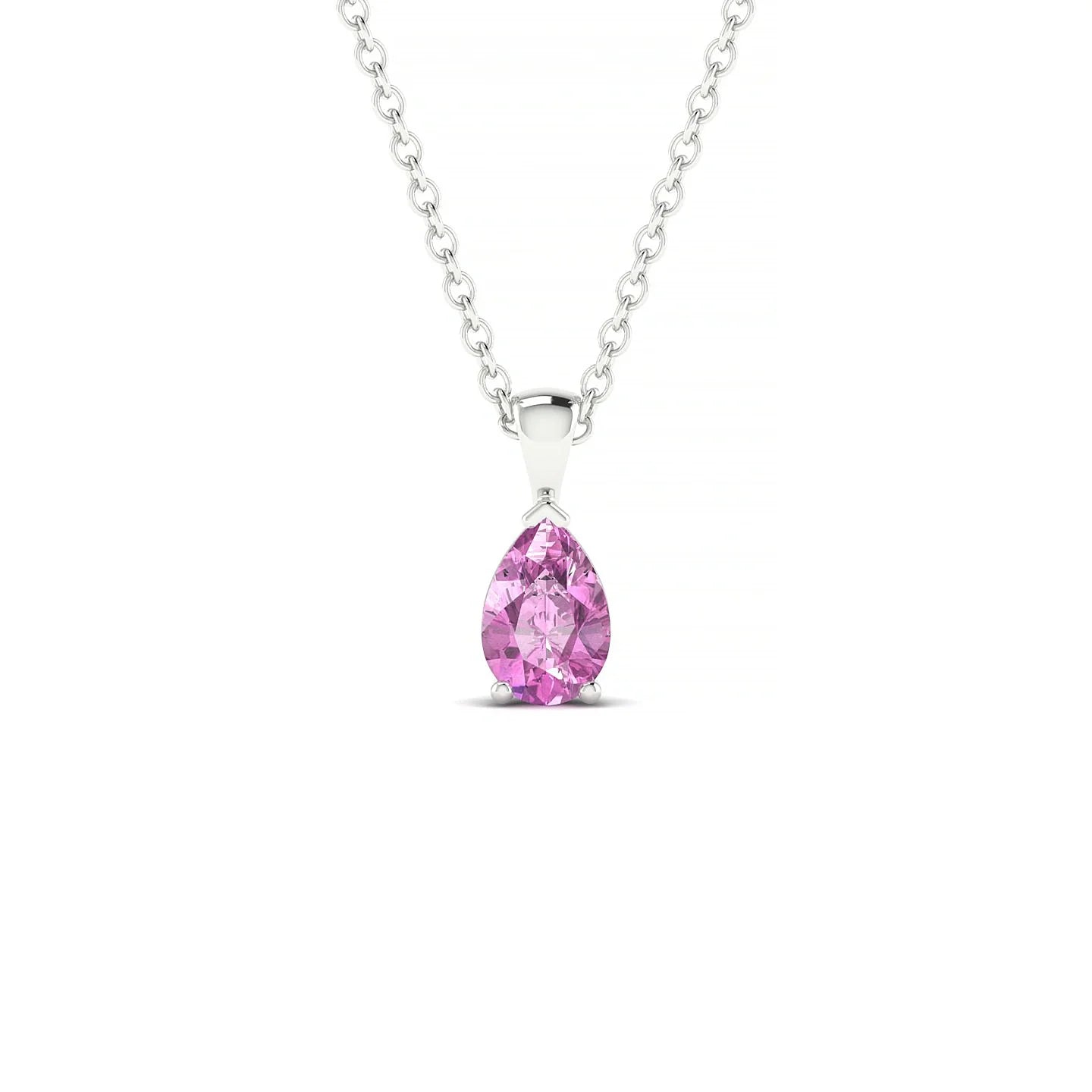 Reverse | 18k White Gold 6 x 4 mm Pear Pink Sapphire Pendant