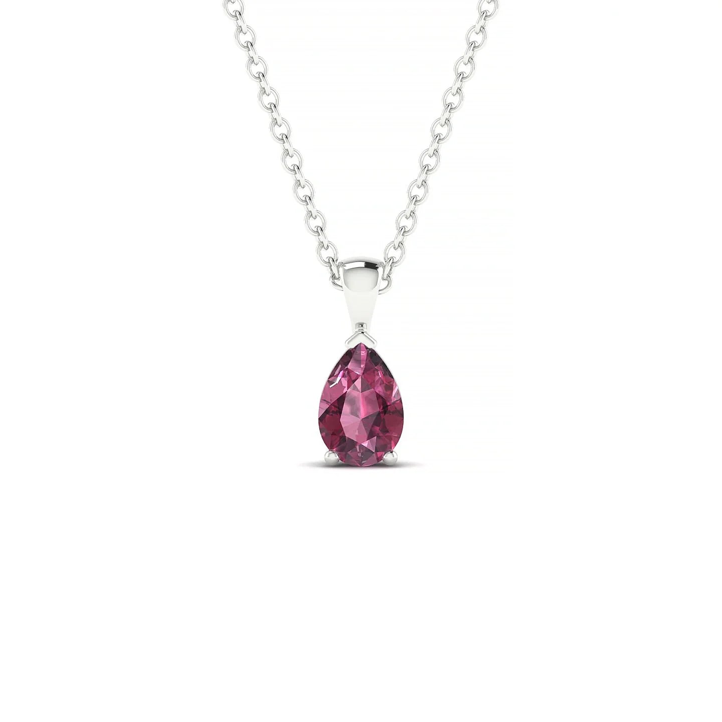 Reverse | 18k White Gold 6 x 4 mm Pear Rhodolite Pendant
