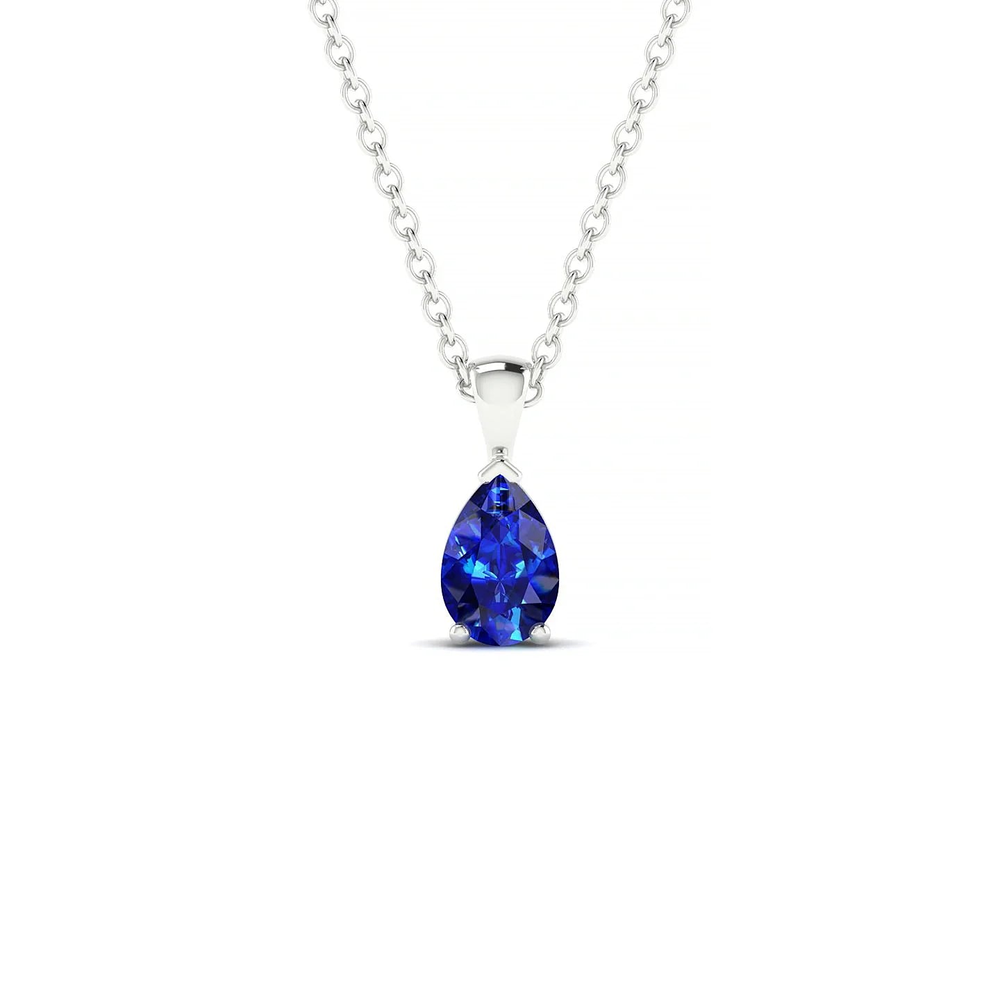 Reverse | 18k White Gold 6 x 4 mm Pear Sapphire Pendant