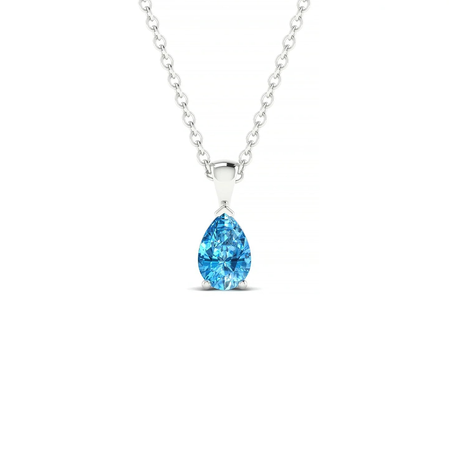 Reverse | 18k White Gold 6 x 4 mm Pear Topaz Pendant