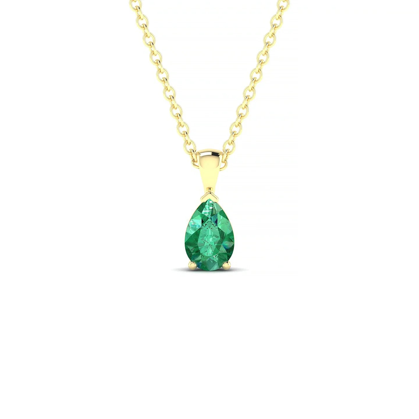 Reverse | 18k Yellow Gold 6 x 4 mm Pear Emerald Pendant