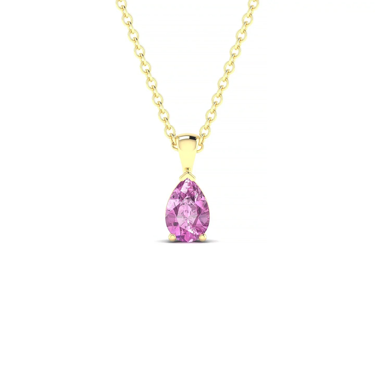 Reverse | 18k Yellow Gold 6 x 4 mm Pear Pink Sapphire Pendant