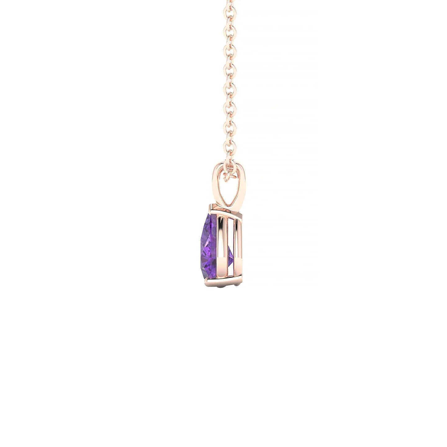 Reverse | 18k Rose Gold 6 x 4 mm Pear Amethyst Pendant