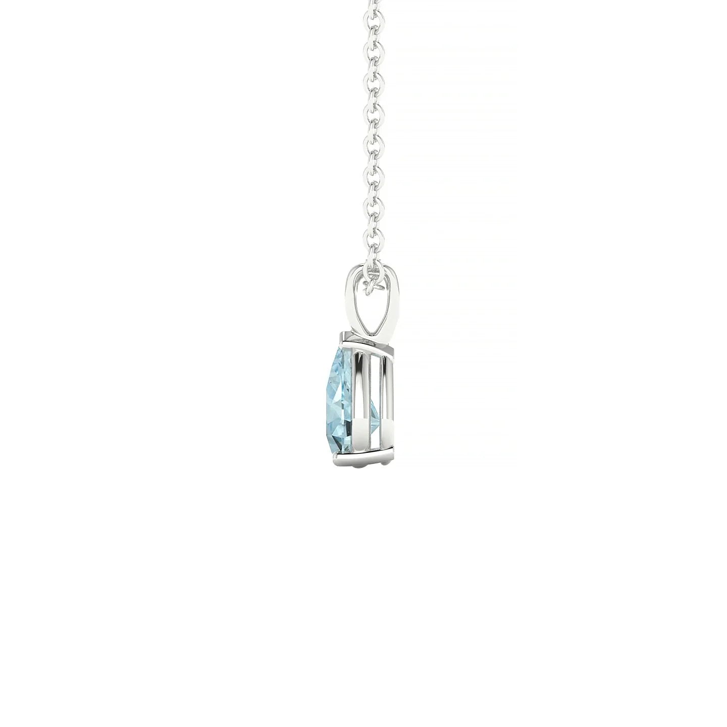 Reverse | 18k White Gold 6 x 4 mm Pear Aquamarine Pendant
