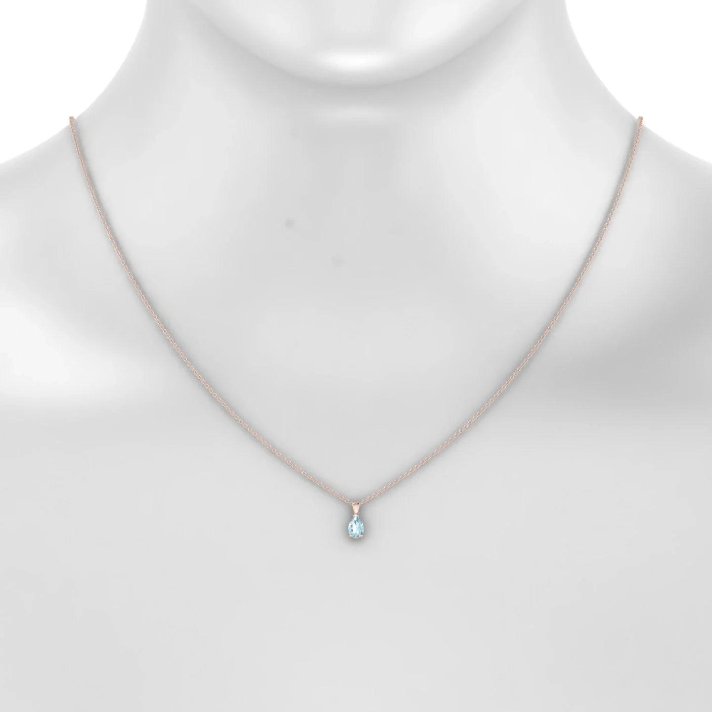 Reverse | 18k Rose Gold 6 x 4 mm Pear Aquamarine Pendant