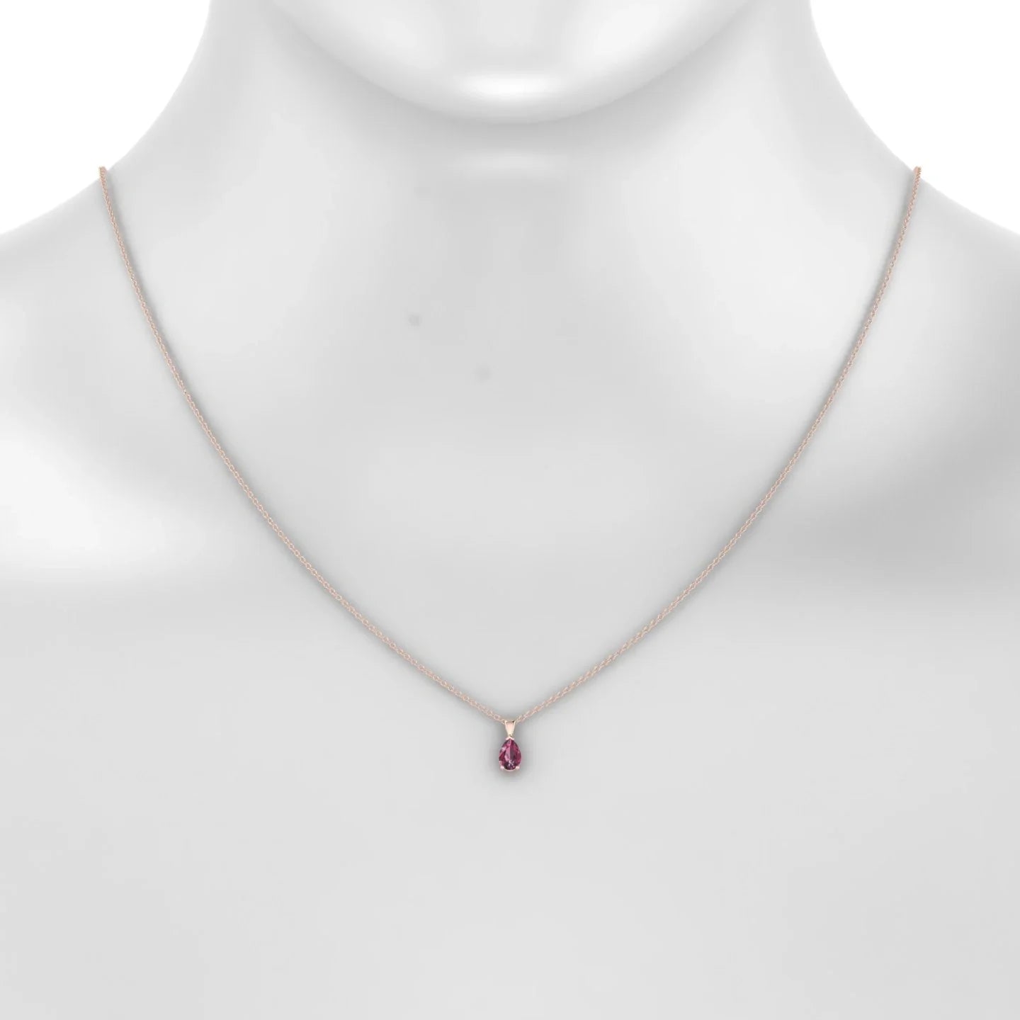 Reverse | 18k Rose Gold 6 x 4 mm Pear Rhodolite Pendant