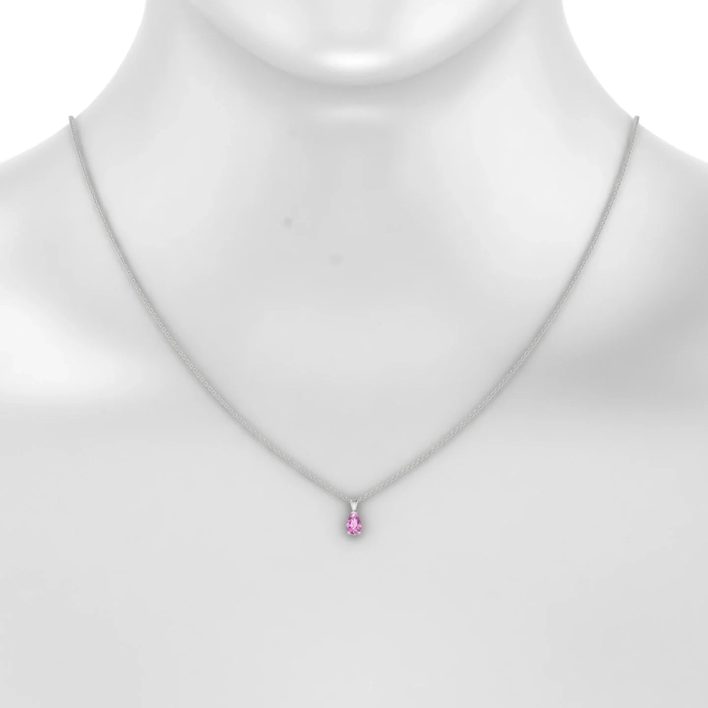 Reverse | 18k White Gold 6 x 4 mm Pear Pink Sapphire Pendant