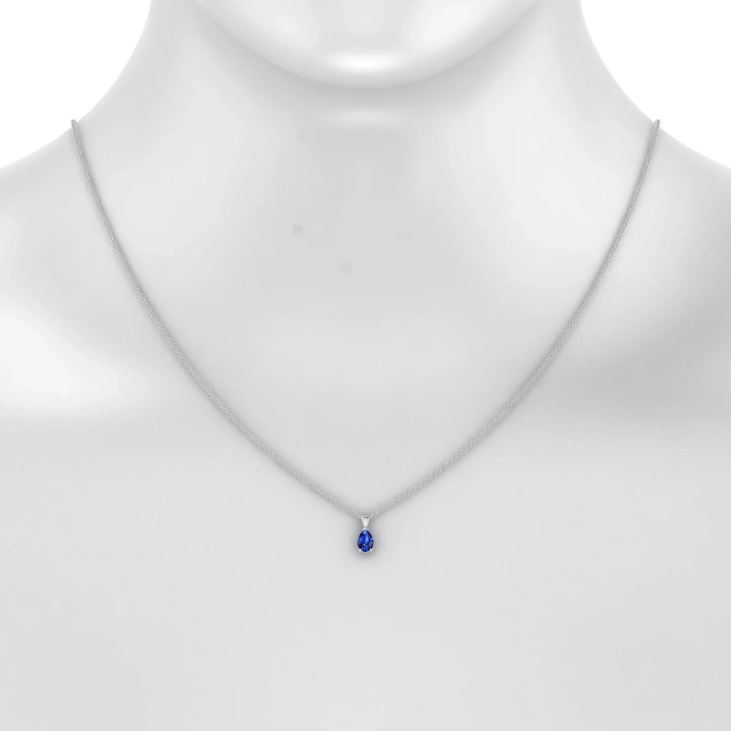 Reverse | 18k White Gold 6 x 4 mm Pear Sapphire Pendant