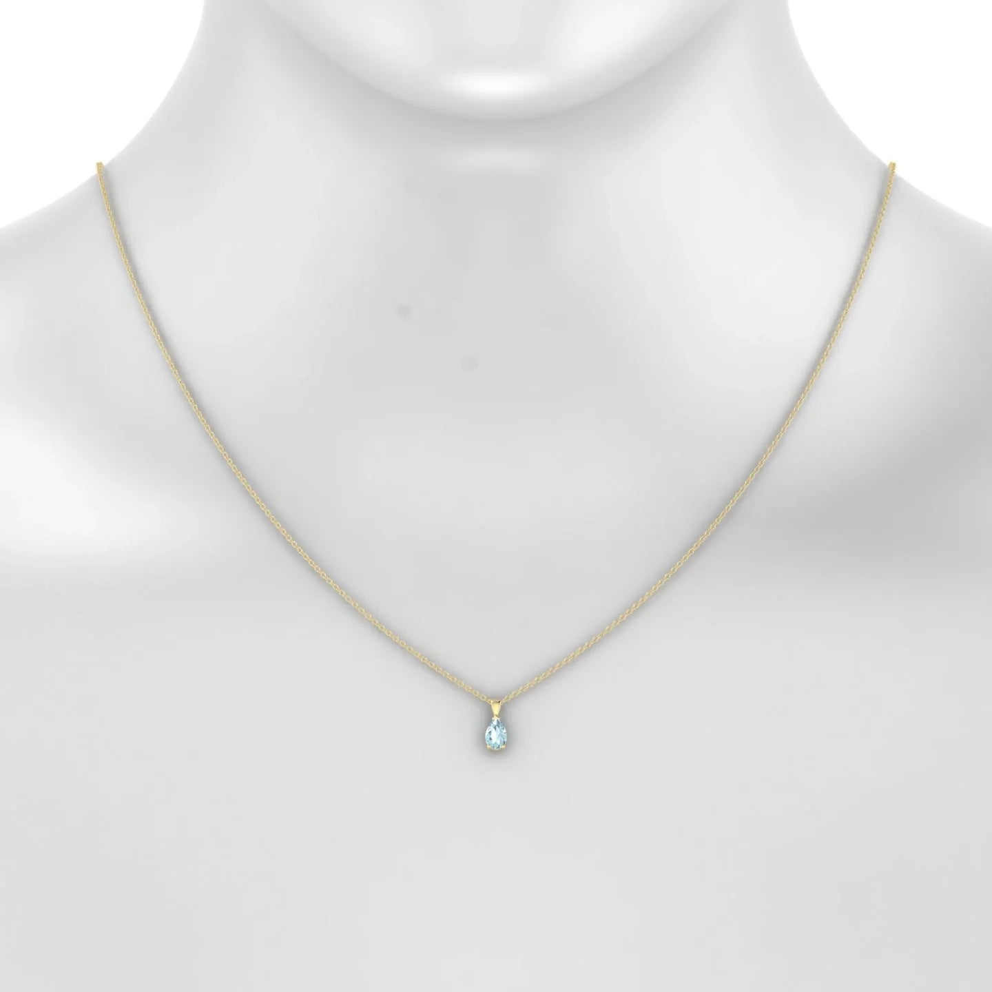 Reverse | 18k Yellow Gold 6 x 4 mm Pear Aquamarine Pendant