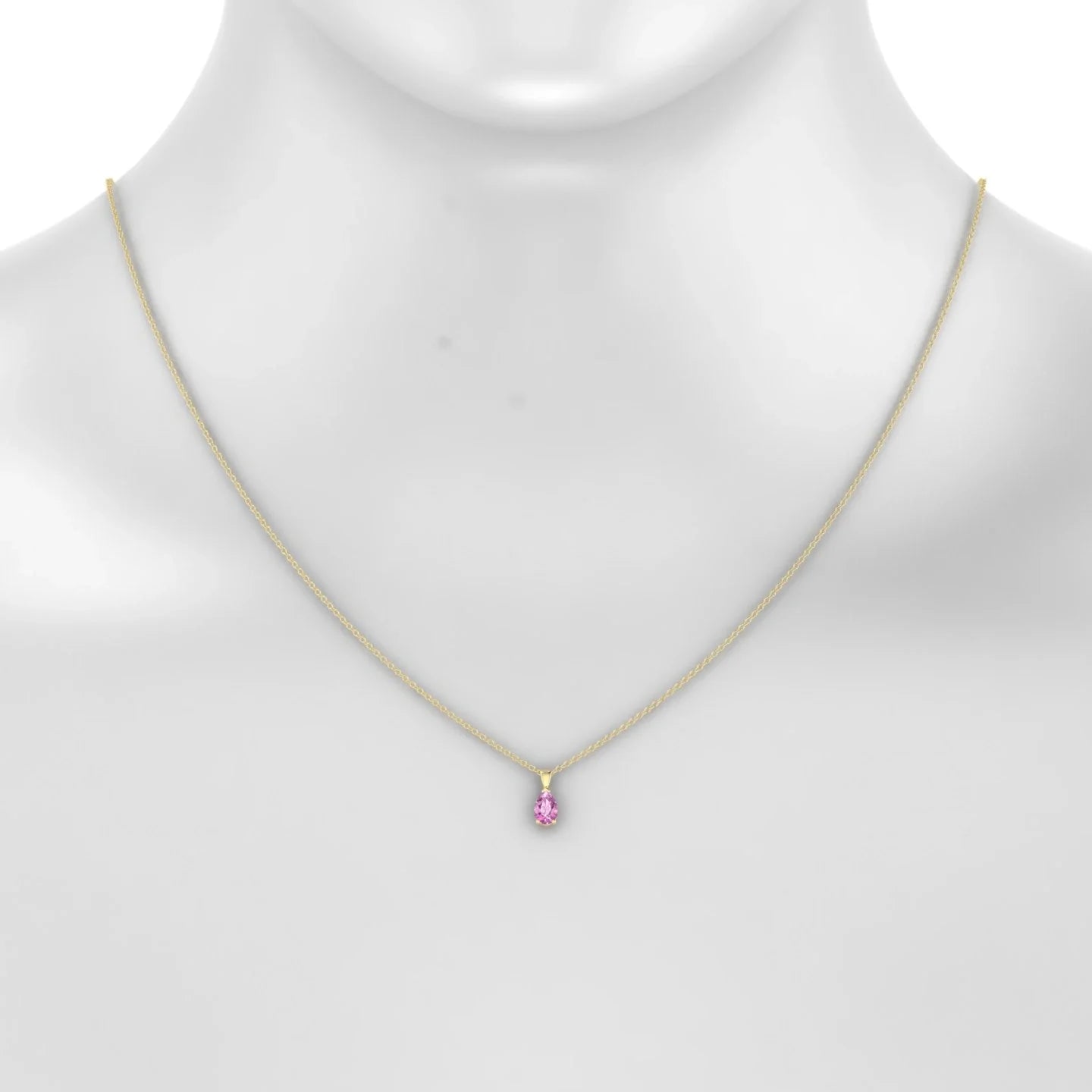 Reverse | 18k Yellow Gold 6 x 4 mm Pear Pink Sapphire Pendant