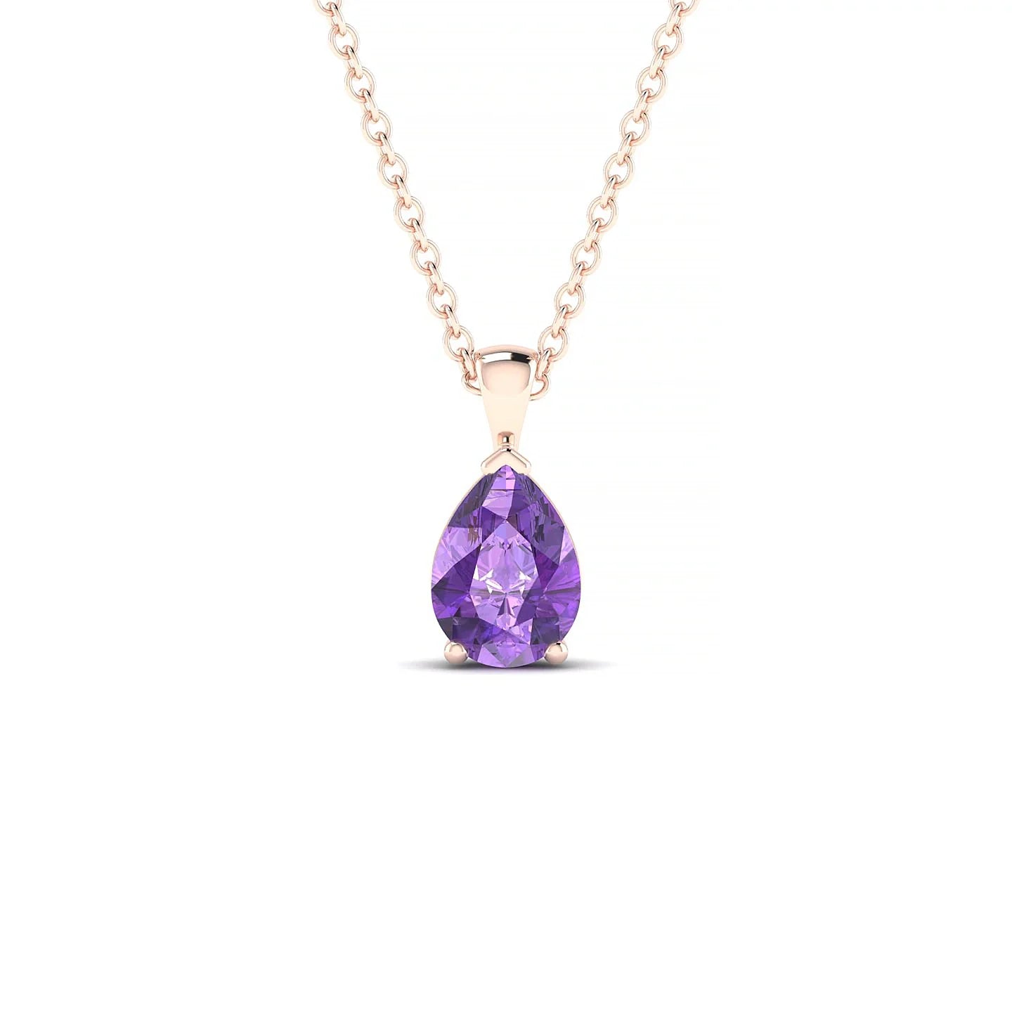 Reverse | 18k Rose Gold 7 x 5 mm Pear Amethyst Pendant