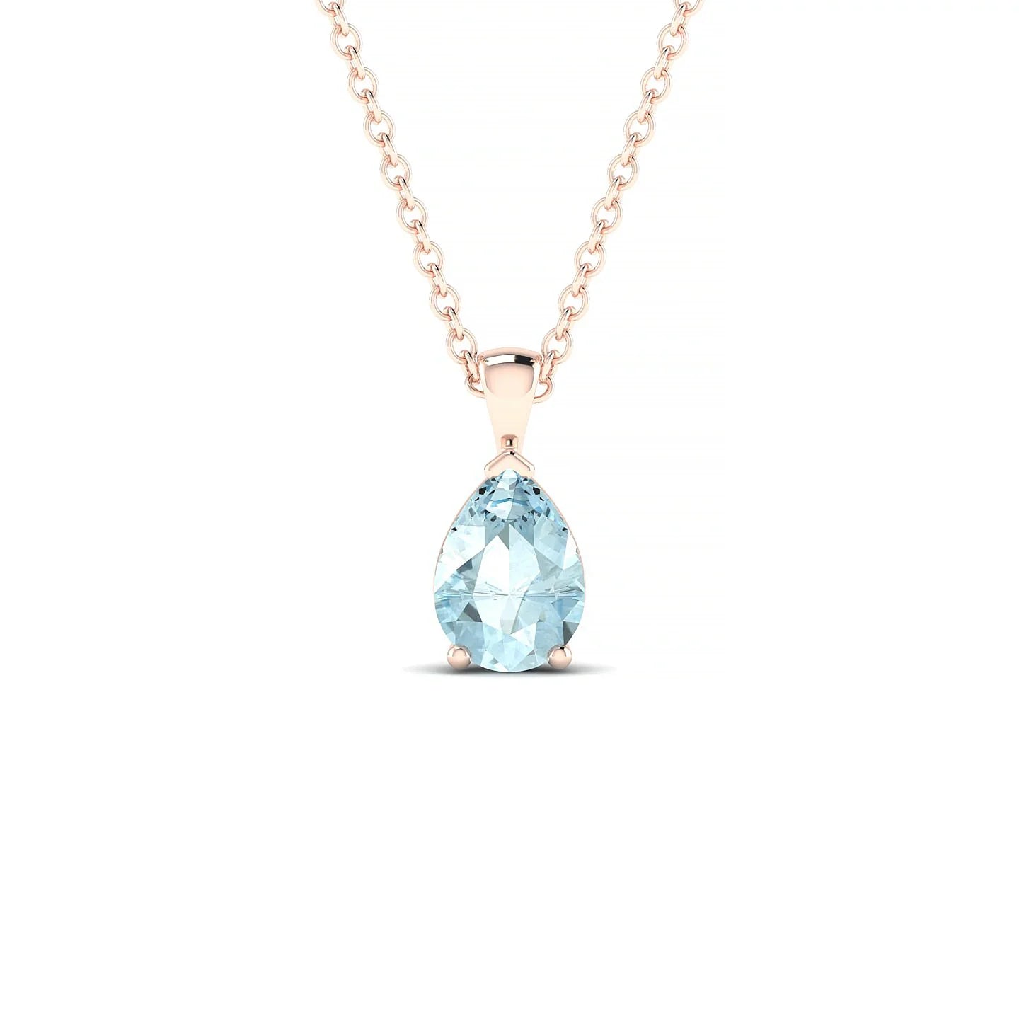 Reverse | 18k Rose Gold 7 x 5 mm Pear Aquamarine Pendant