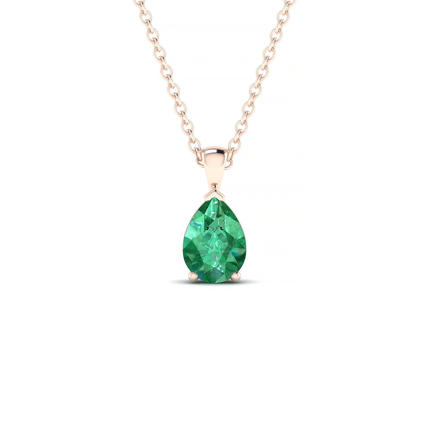Reverse | 18k Rose Gold 7 x 5 mm Pear Emerald Pendant