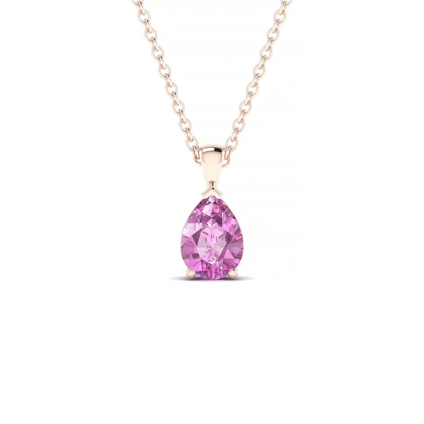 Reverse | 18k Rose Gold 7 x 5 mm Pear Pink Sapphire Pendant