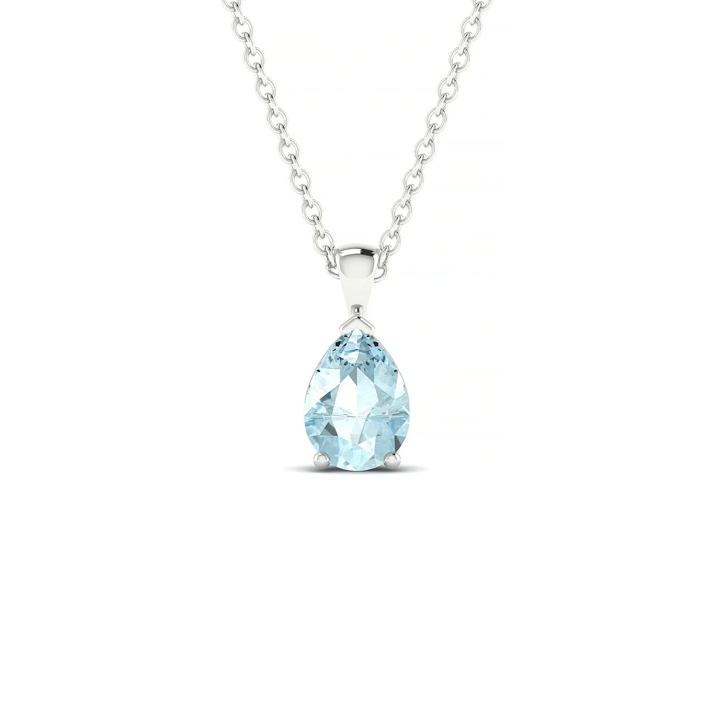 Reverse | 18k White Gold 7 x 5 mm Pear Aquamarine Pendant