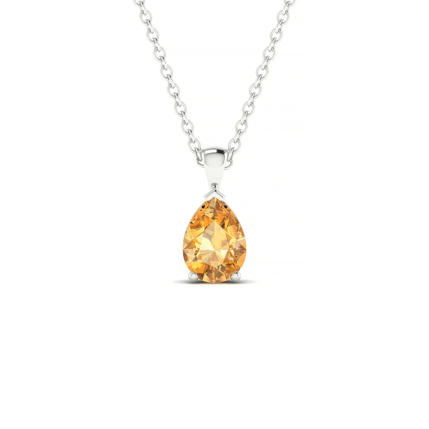 Reverse | 18k White Gold 7 x 5 mm Pear Citrine Pendant