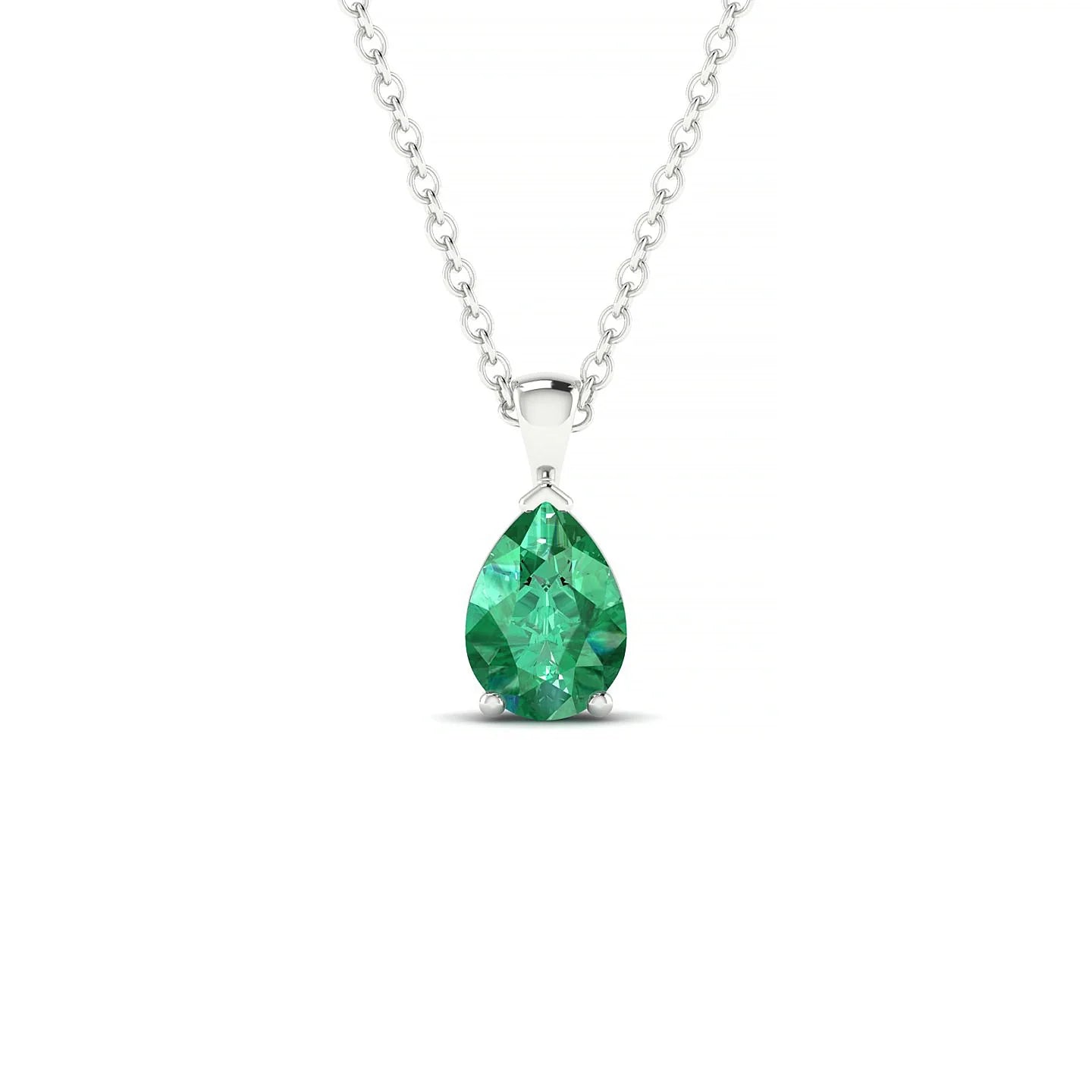 Reverse | 18k White Gold 7 x 5 mm Pear Emerald Pendant