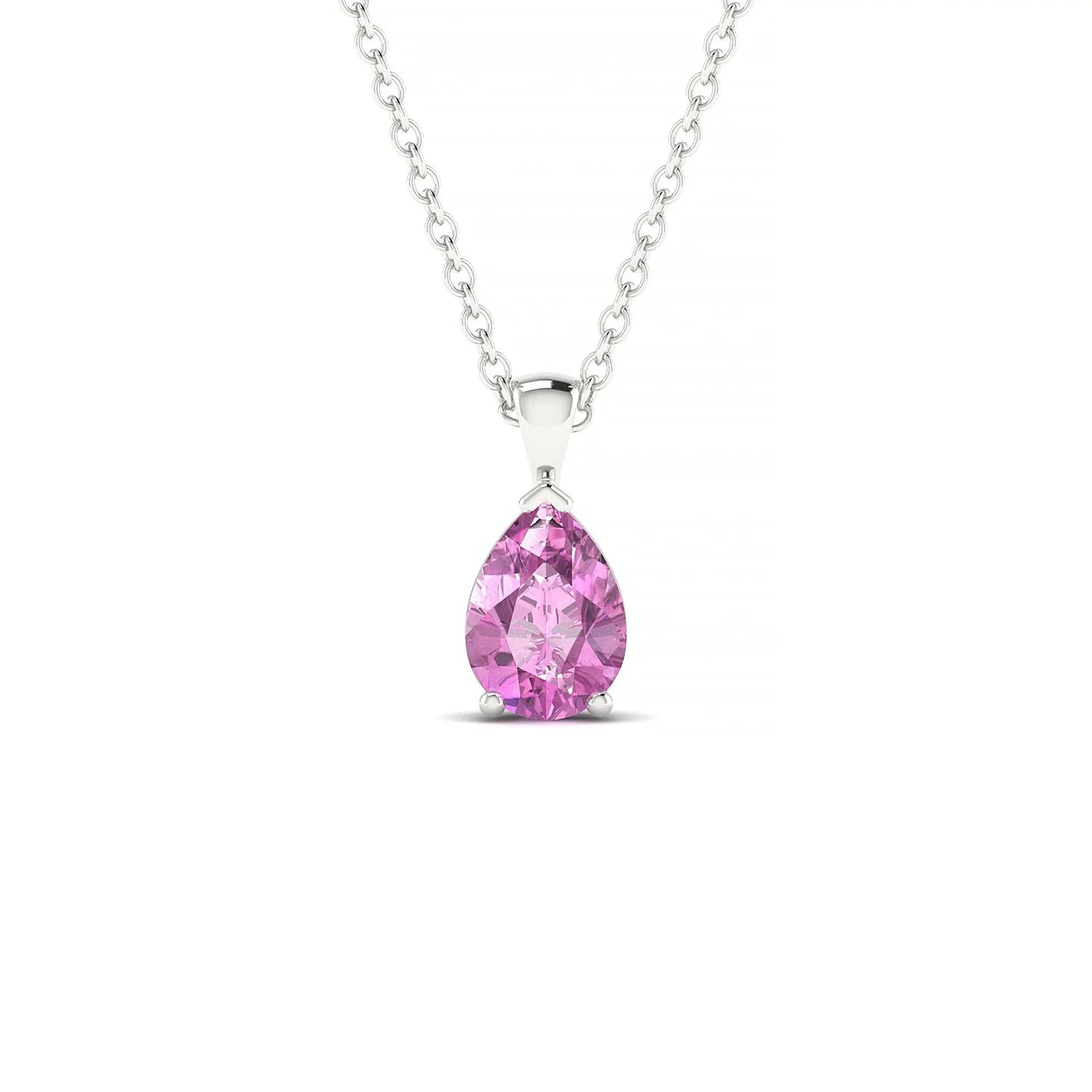 Reverse | 18k White Gold 7 x 5 mm Pear Pink Sapphire Pendant