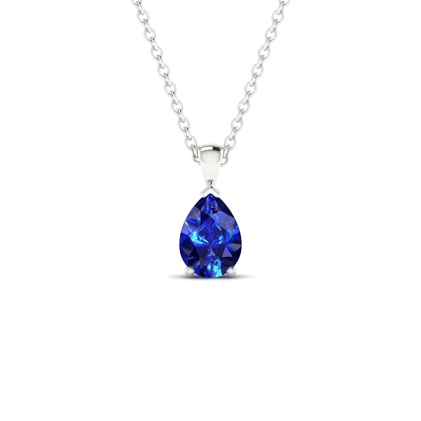 Reverse | 18k White Gold 7 x 5 mm Pear Sapphire Pendant