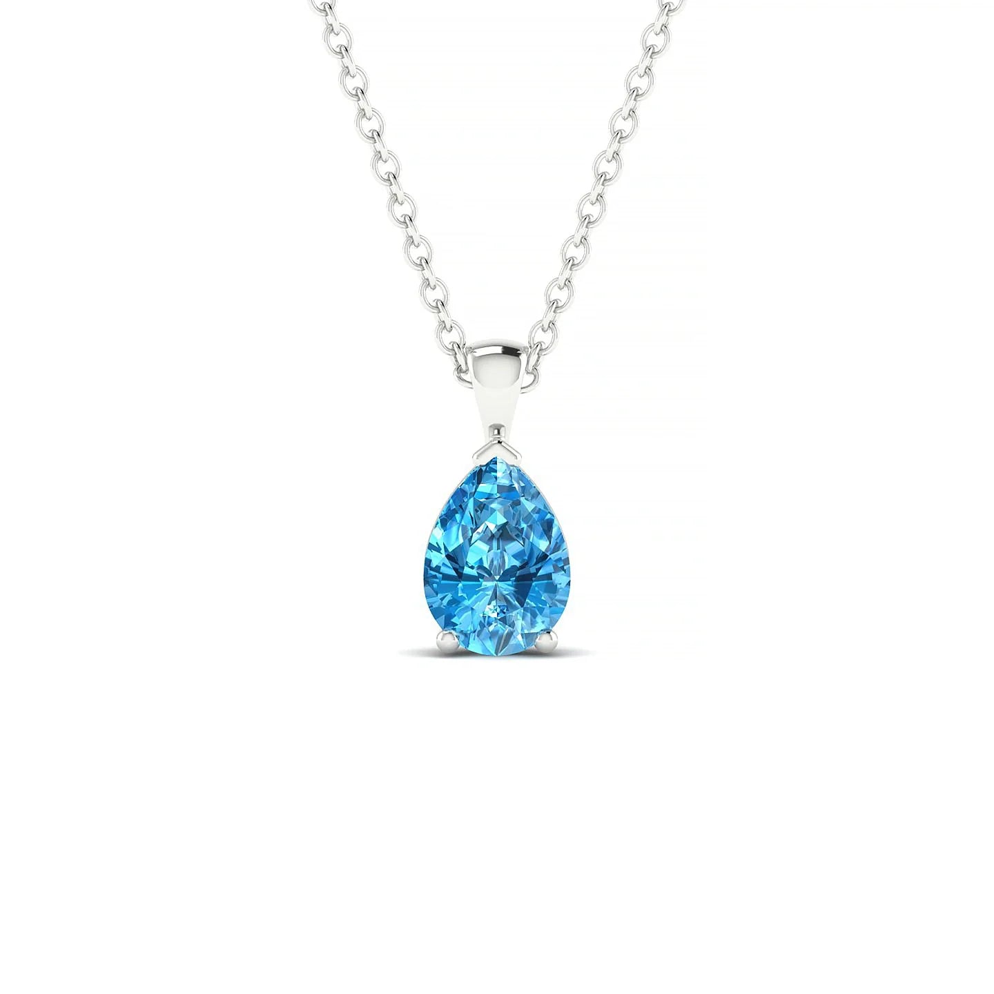 Reverse | 18k White Gold 7 x 5 mm Pear Topaz Pendant