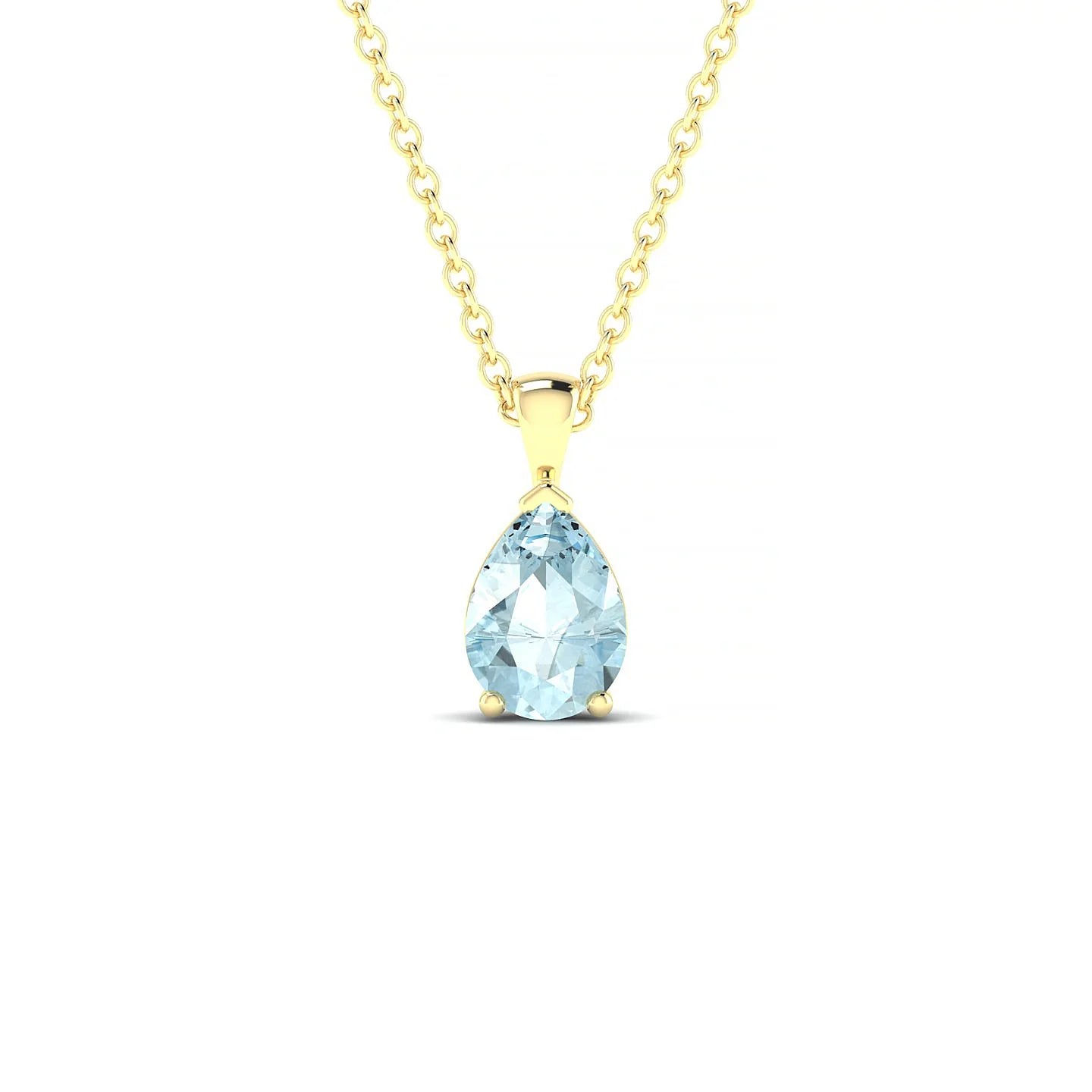 Reverse | 18k Yellow Gold 7 x 5 mm Pear Aquamarine Pendant