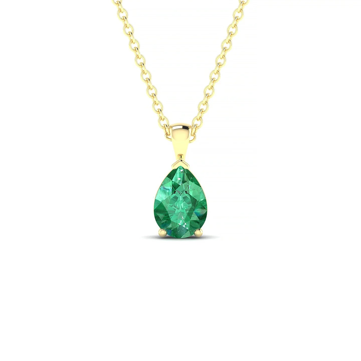Reverse | 18k Yellow Gold 7 x 5 mm Pear Emerald Pendant