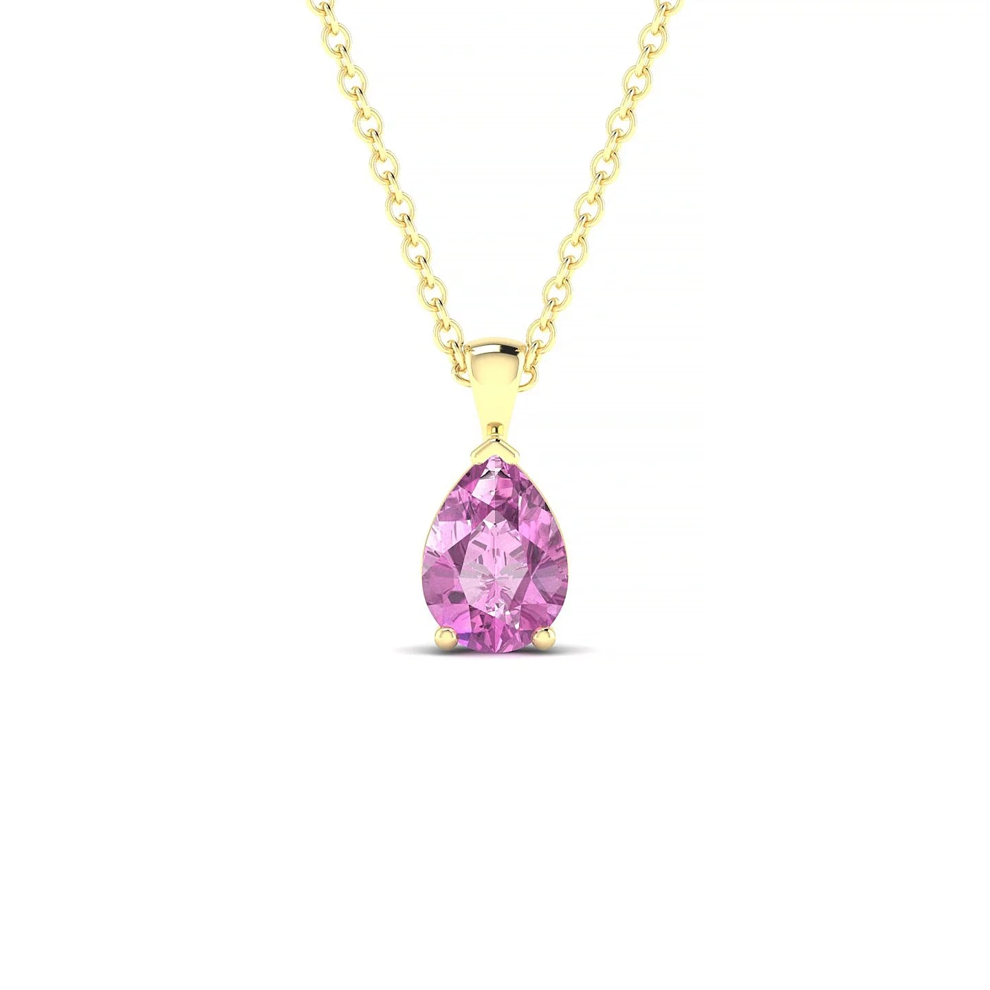Reverse | 18k Yellow Gold 7 x 5 mm Pear Pink Sapphire Pendant