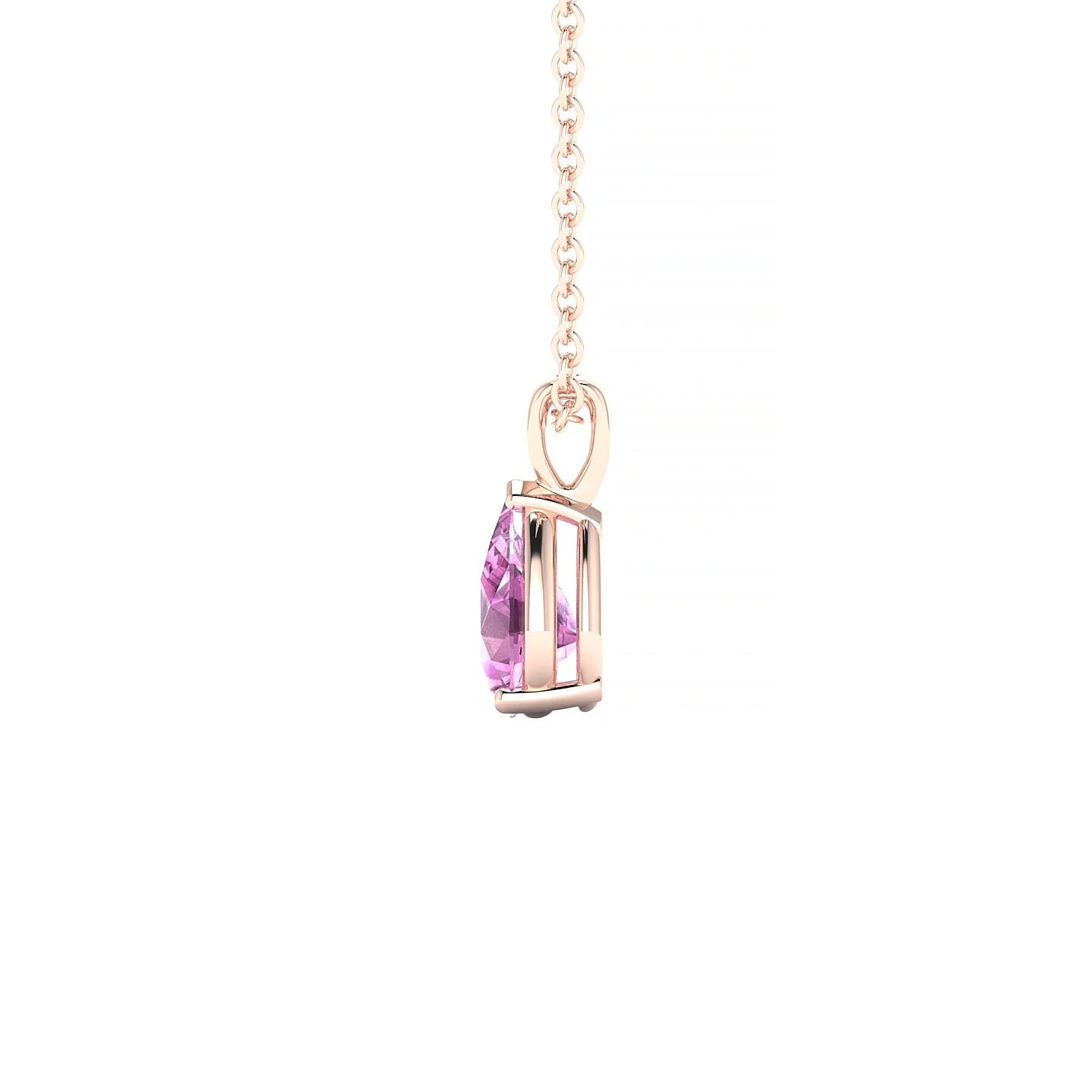 Reverse | 18k Rose Gold 7 x 5 mm Pear Pink Sapphire Pendant