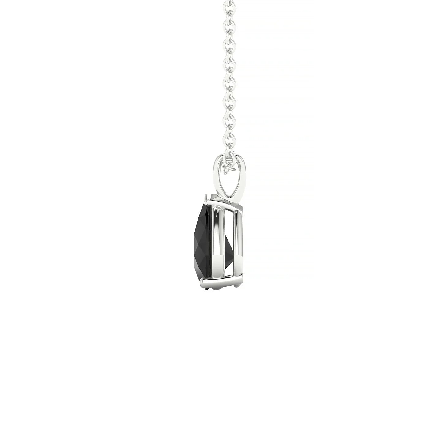 Reverse | 18k White Gold 7 x 5 mm Pear Black Diamond Pendant