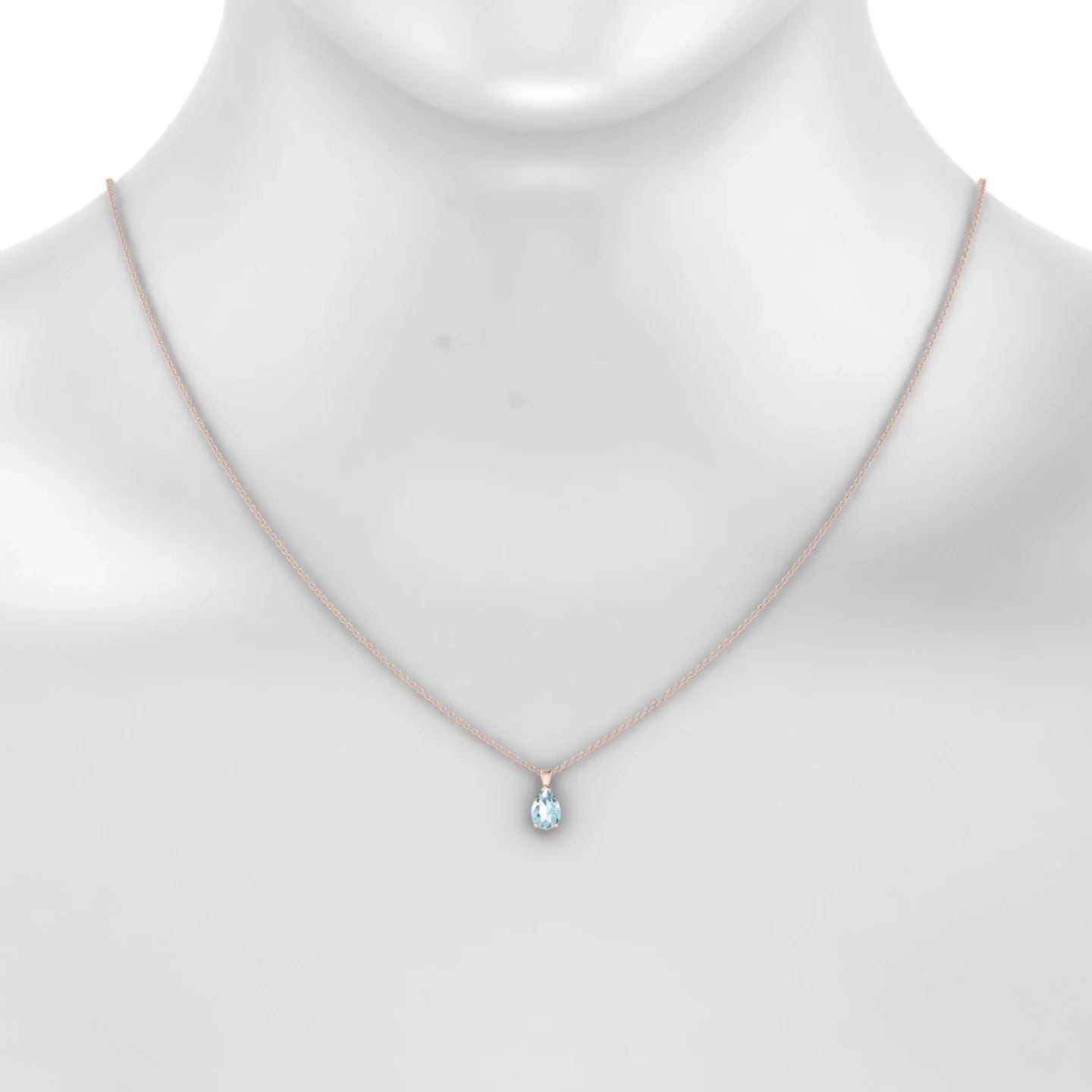 Reverse | 18k Rose Gold 7 x 5 mm Pear Aquamarine Pendant
