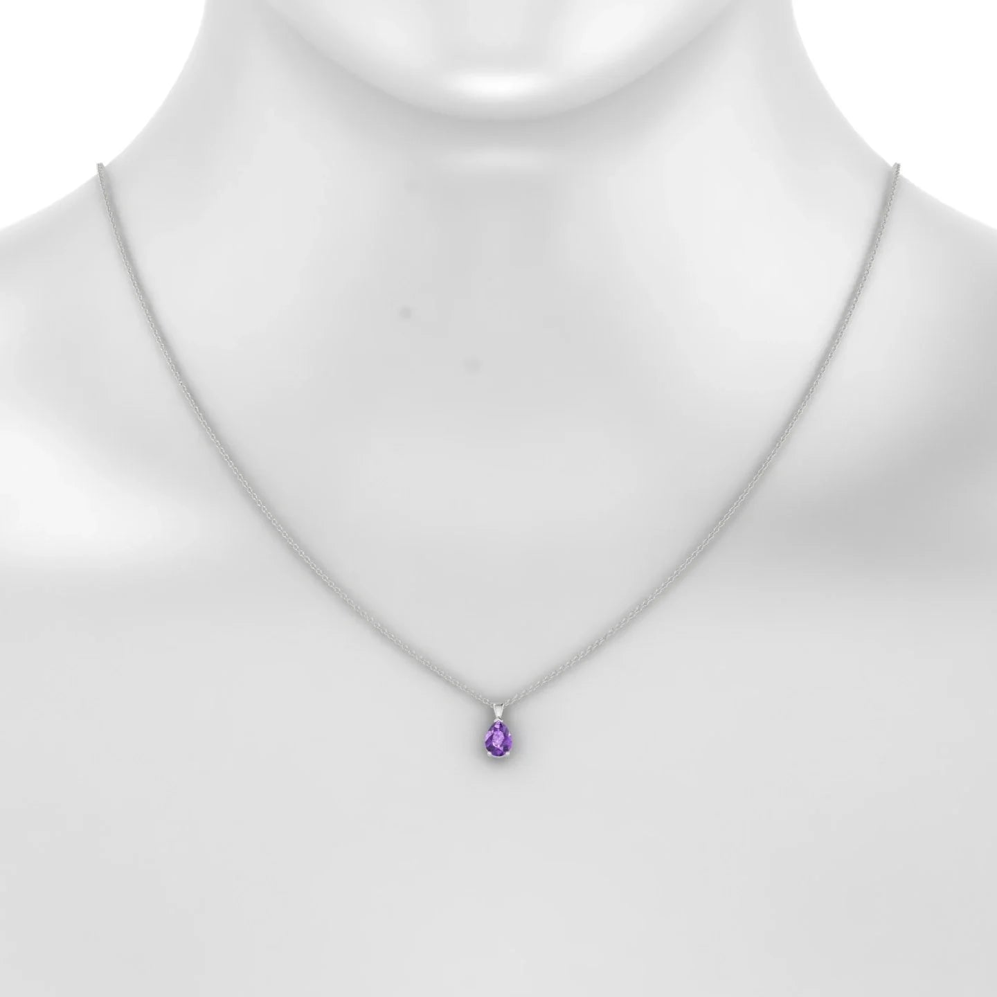Reverse | 18k White Gold 7 x 5 mm Pear Amethyst Pendant