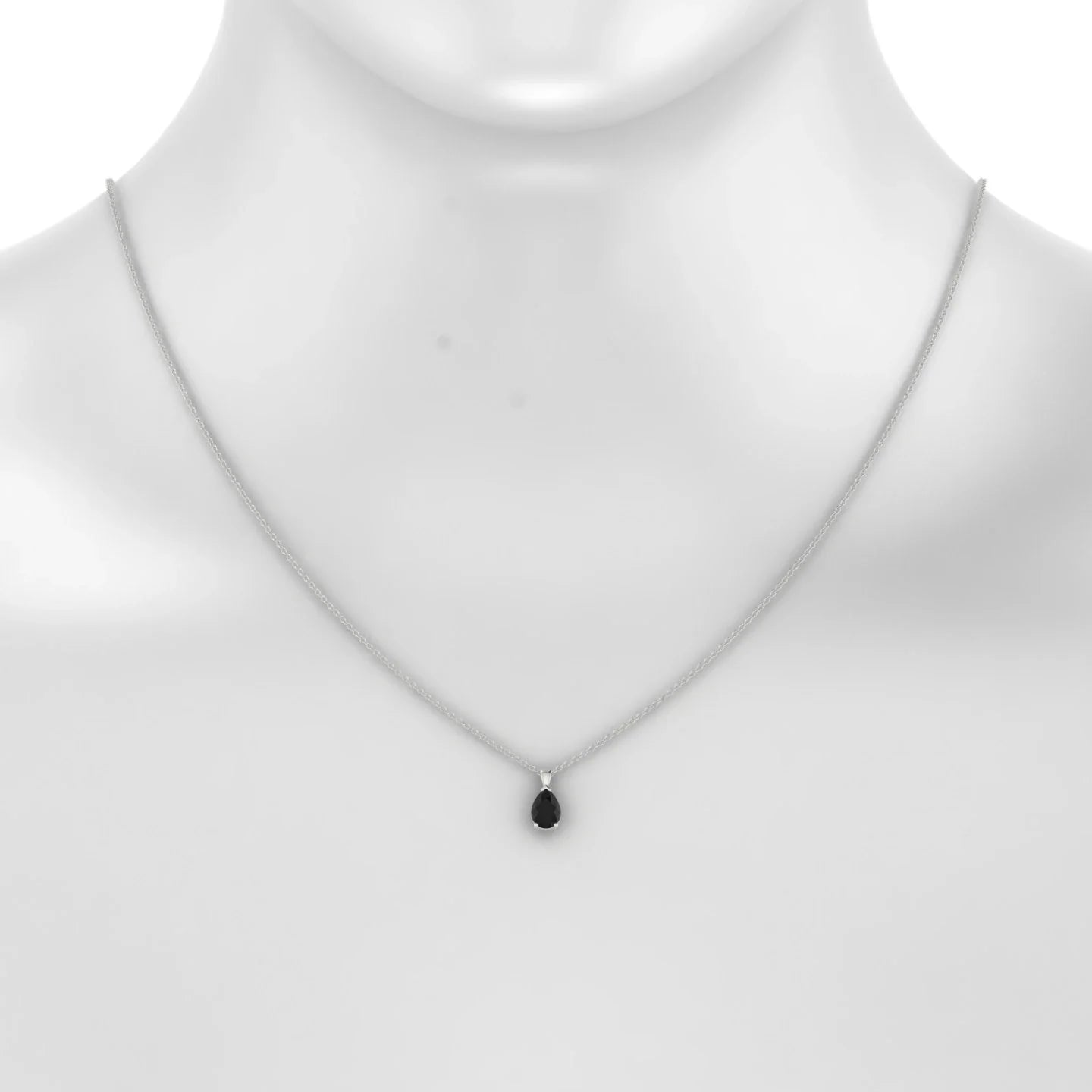 Reverse | 18k White Gold 7 x 5 mm Pear Black Diamond Pendant