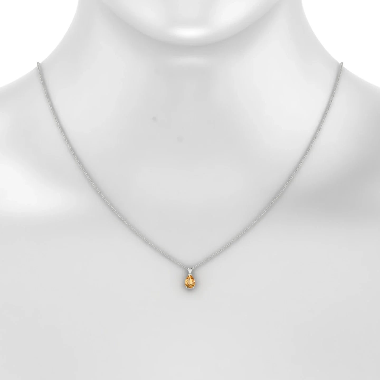 Reverse | 18k White Gold 7 x 5 mm Pear Citrine Pendant
