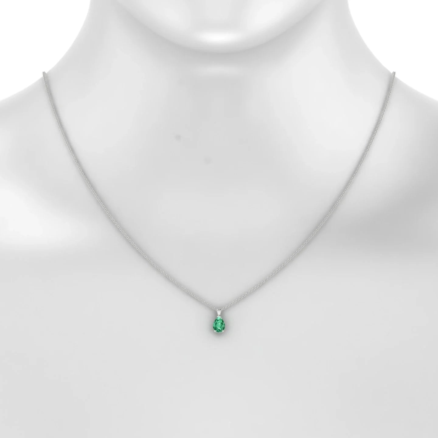 Reverse | 18k White Gold 7 x 5 mm Pear Emerald Pendant