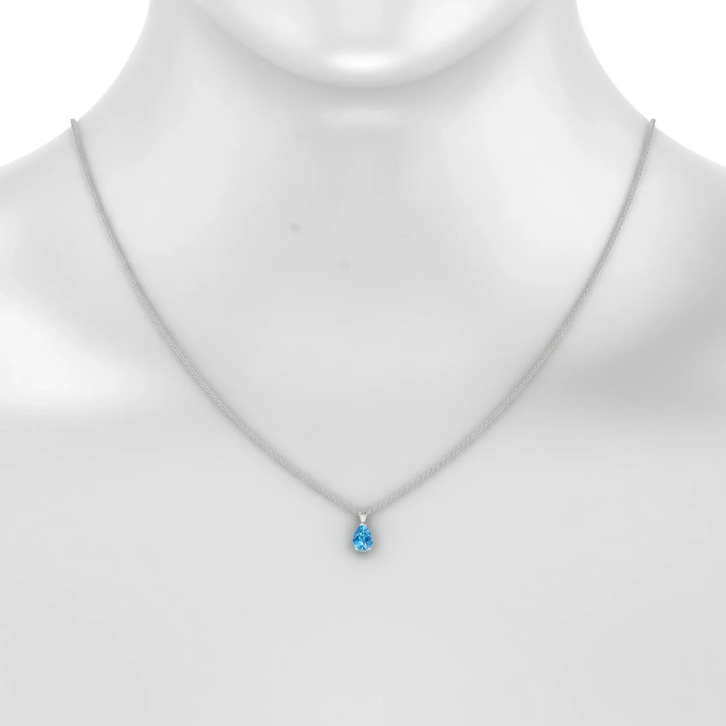 Reverse | 18k White Gold 7 x 5 mm Pear Topaz Pendant